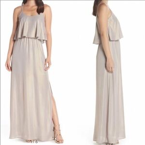 WAYF The Carolina Popover Gown In Platinum Shimmer